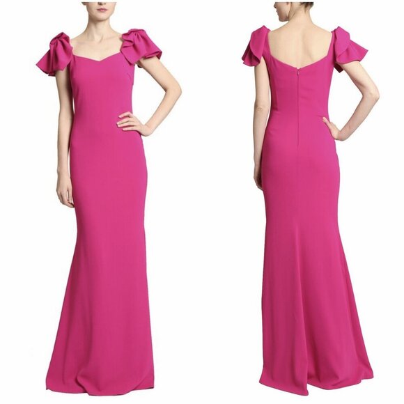 NWT Badgley Mischka Pink Twist Shoulder Detail Gown $650 - Picture 1 of 14